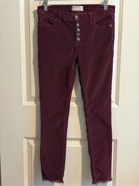 Free People Corduroy Skinny Jeans in Deep Wine